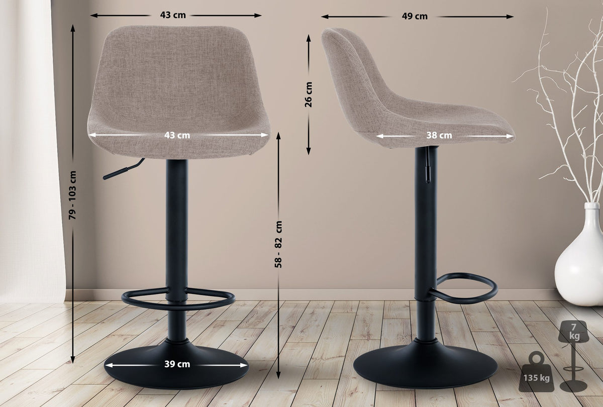 2er Set Barhocker Loft Stoff – Ansicht 2