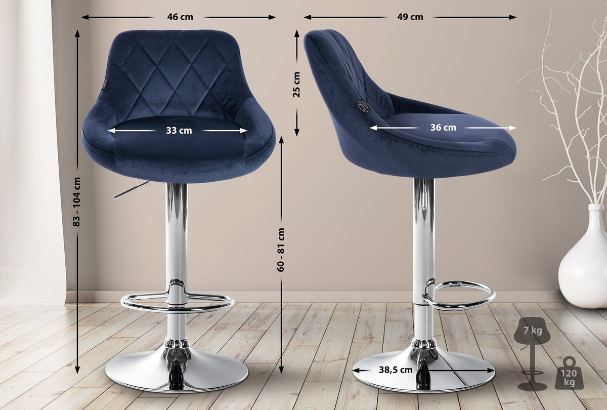 Barhocker Lazio Samt chrom – Ansicht 10