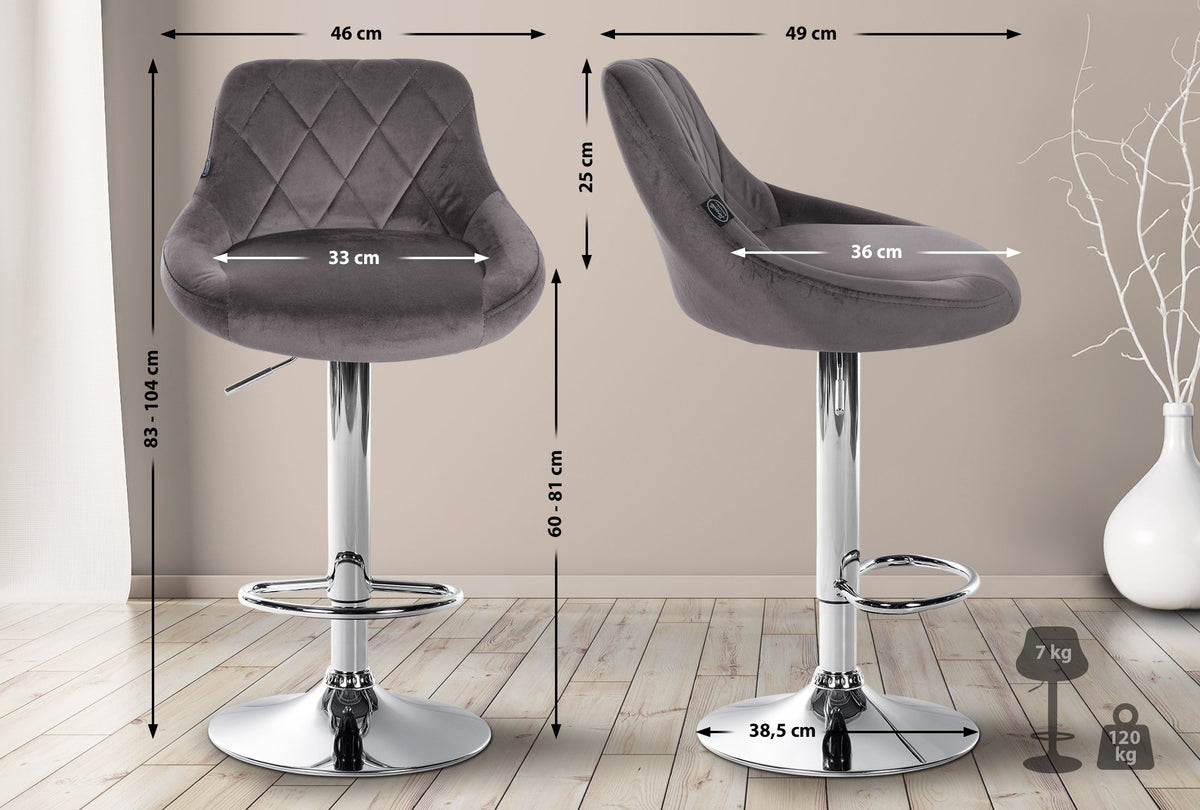 Barhocker Lazio Samt chrom – Ansicht 18