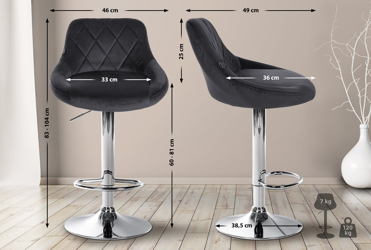 Barhocker Lazio Samt chrom – Ansicht 2