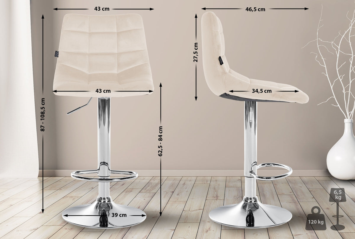 2er Set Barhocker Jerry Samt chrom – Ansicht 18