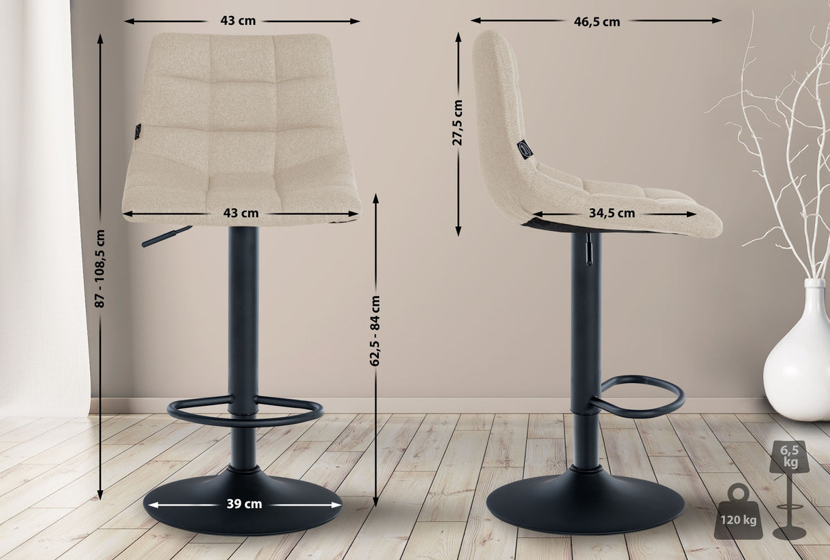 2er Set Barhocker Jerry Stoff schwarz – Ansicht 2