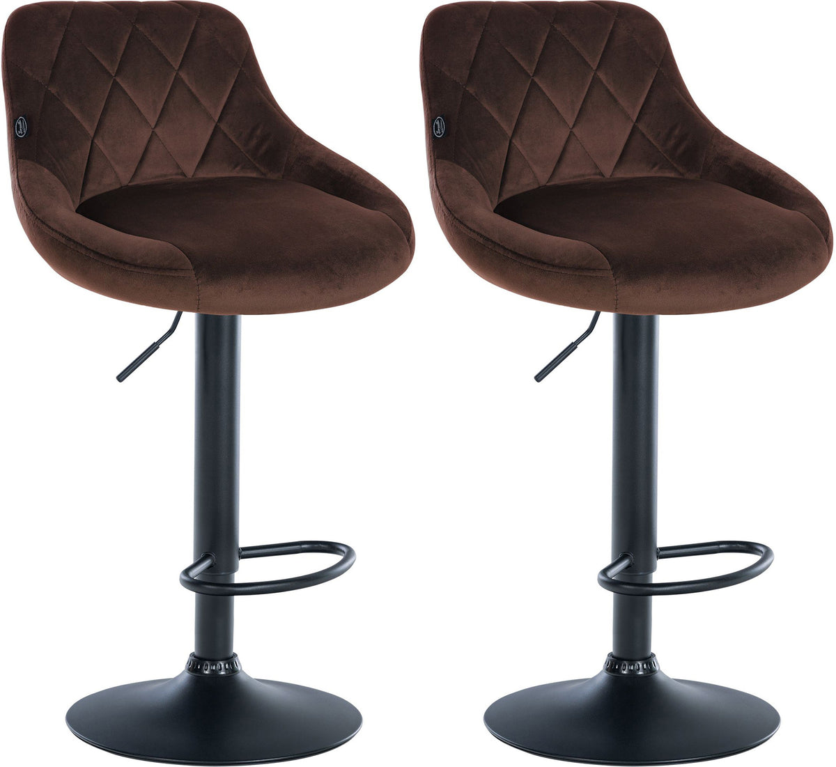 2er Set Barhocker Lazio Samt schwarz – Ansicht 9