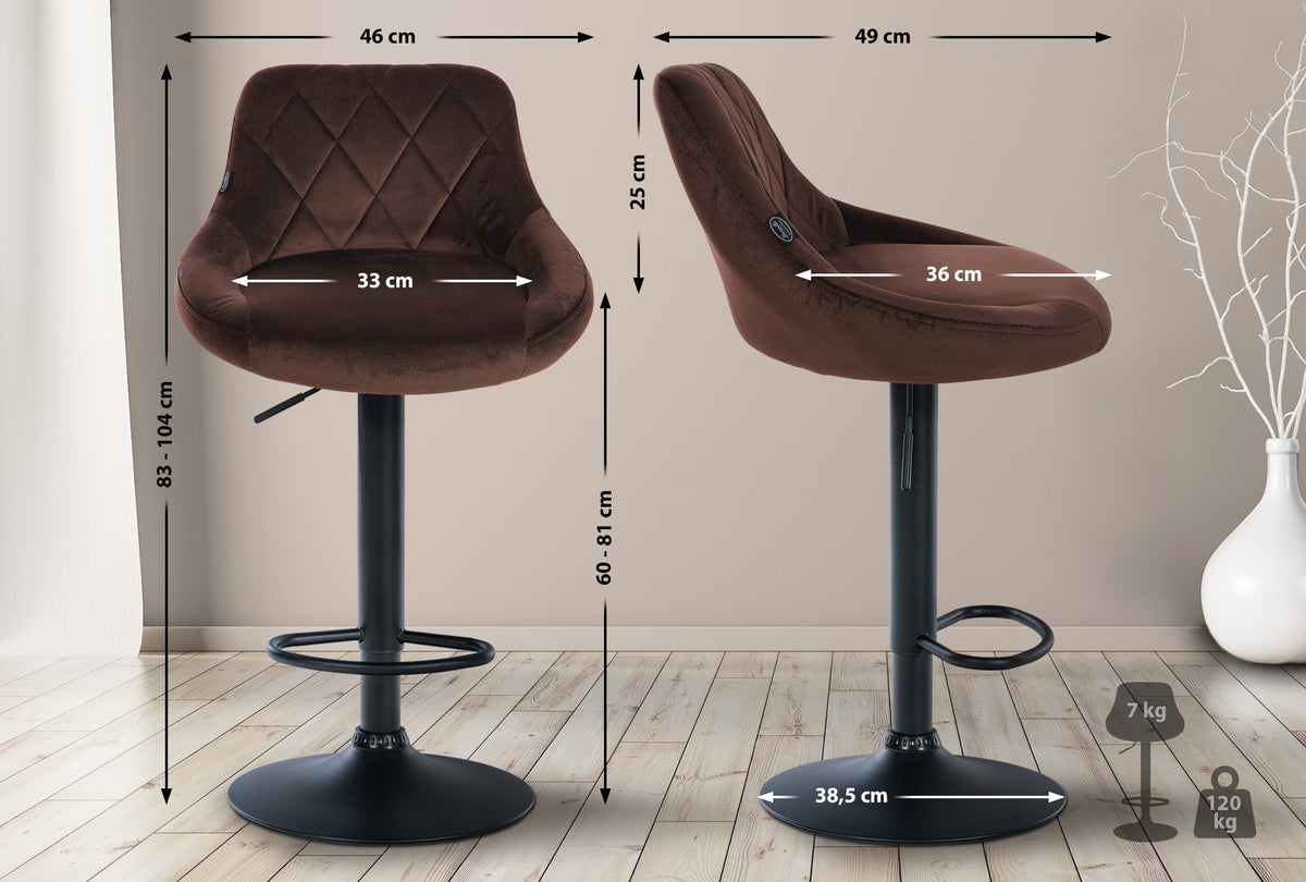 2er Set Barhocker Lazio Samt schwarz – Ansicht 10