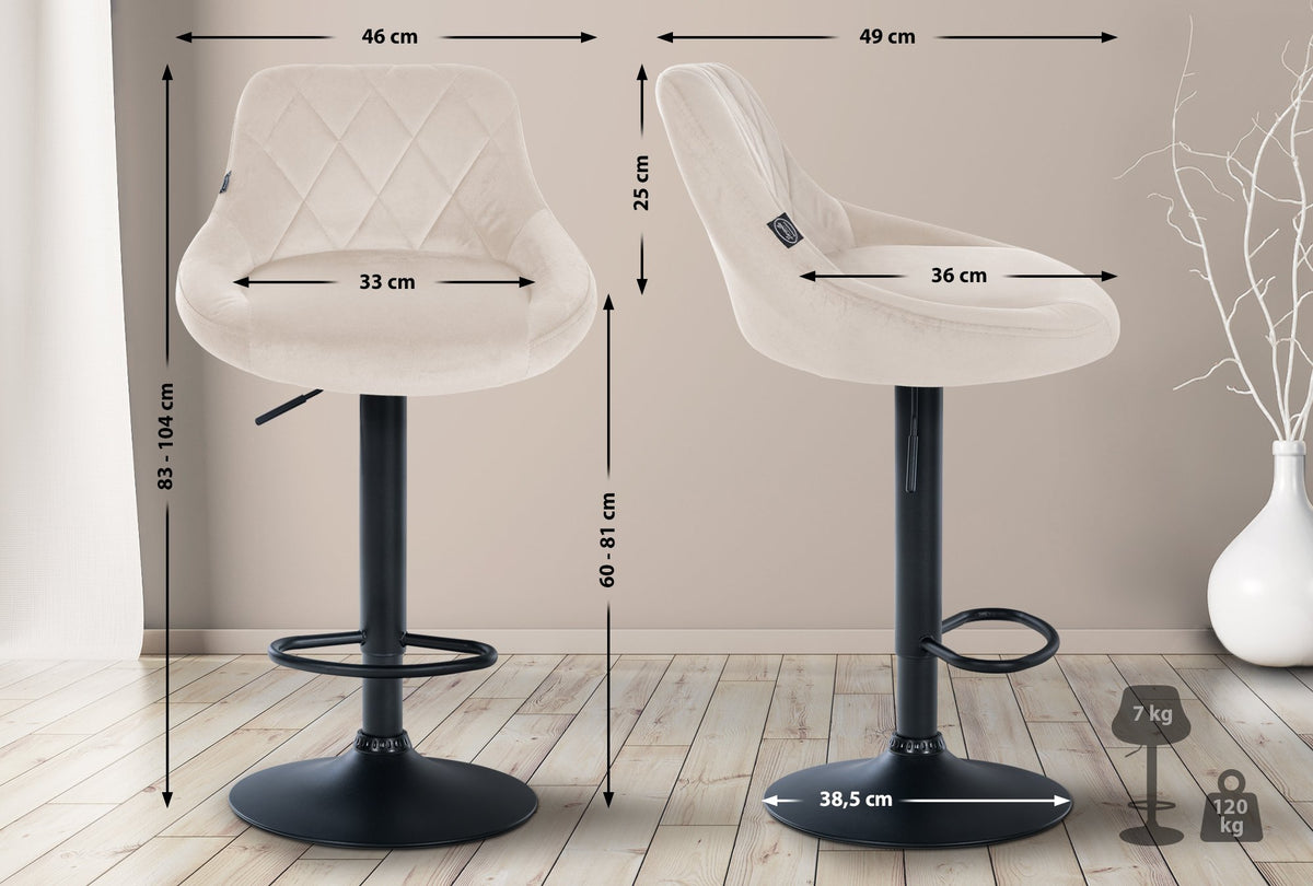 2er Set Barhocker Lazio Samt schwarz – Ansicht 18