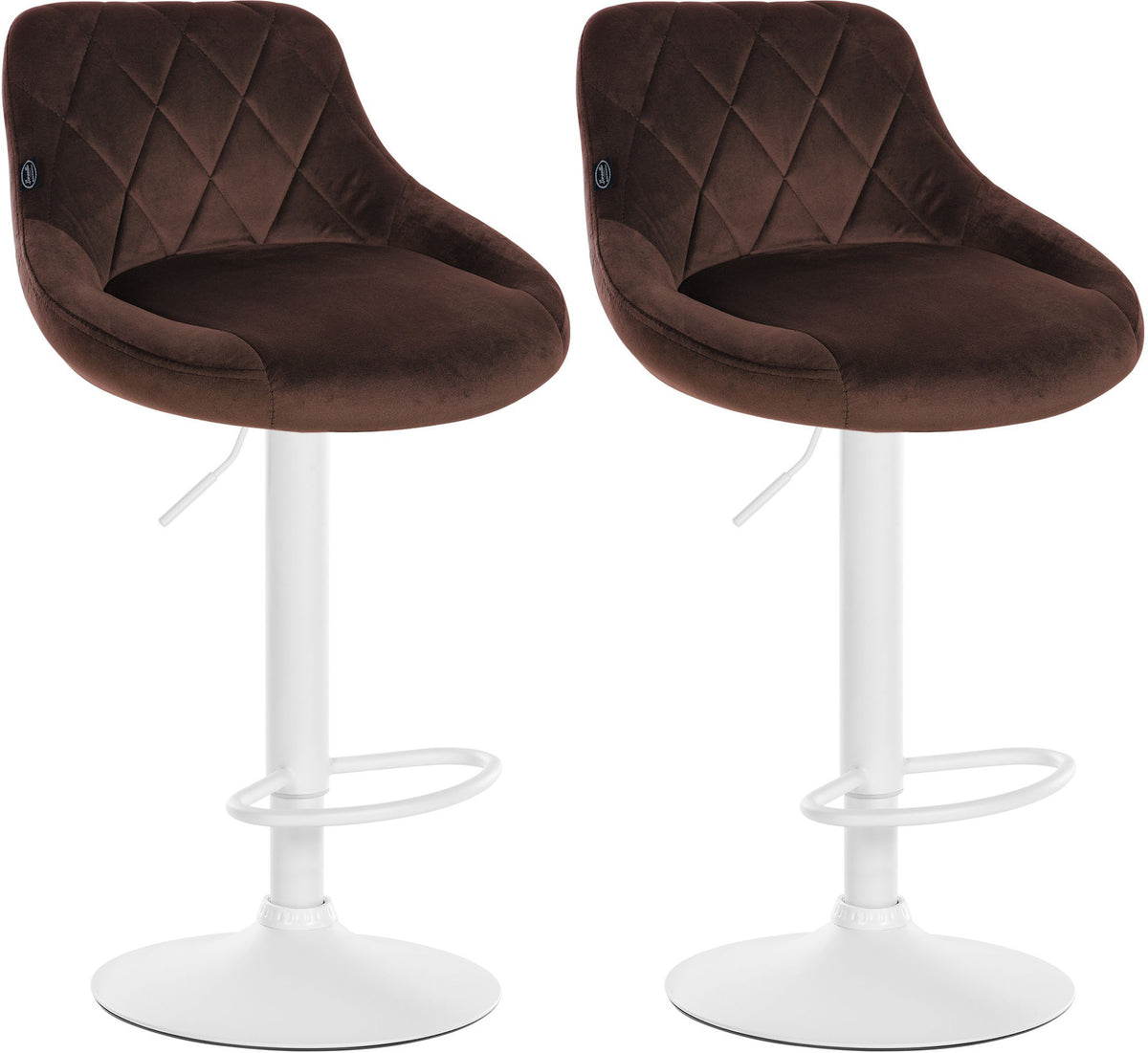 2er Set Barhocker Lazio Samt weiß – Ansicht 9