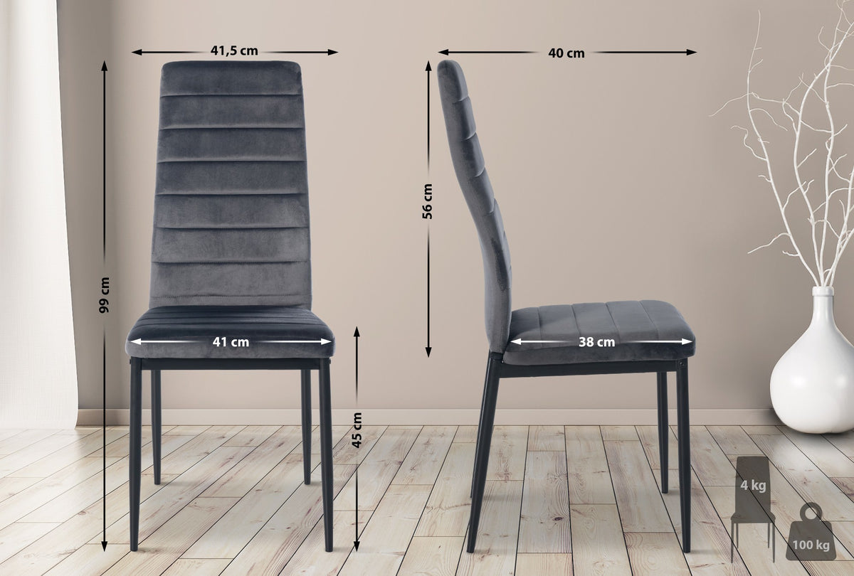 4er Set Esszimmerstühle Mayfair Samt – Ansicht 10