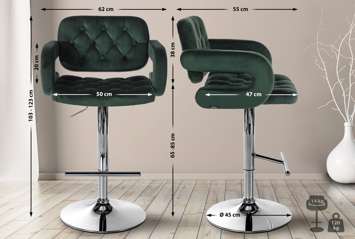 Barhocker Dublin Samt chrom – Ansicht 2