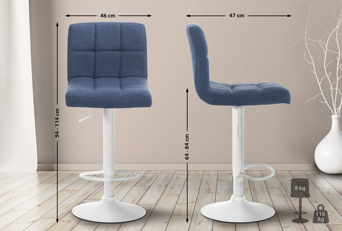2er Set Barhocker Calma Stoff weiß – Ansicht 2