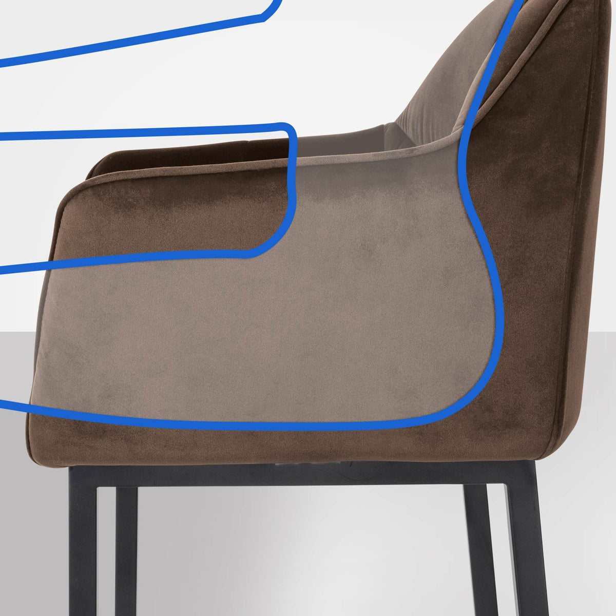 Barhocker Damaso B Samt mit 4-Fuß Gestell – Ansicht 3