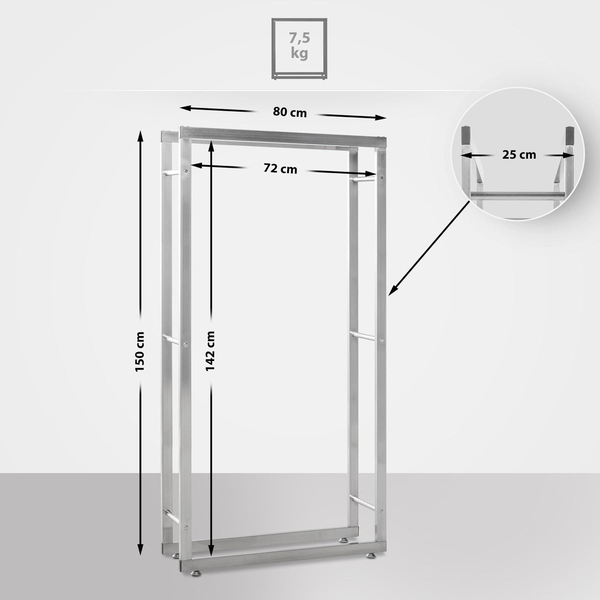 Kaminholzständer Keri V2 25x80x150 cm – Ansicht 2