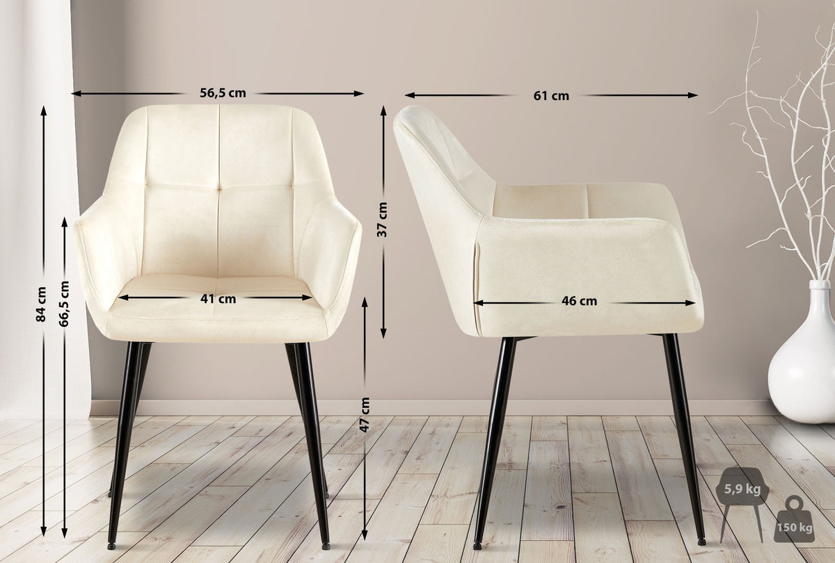 2er Set Esszimmerstuhl Emia Samt – Ansicht 20