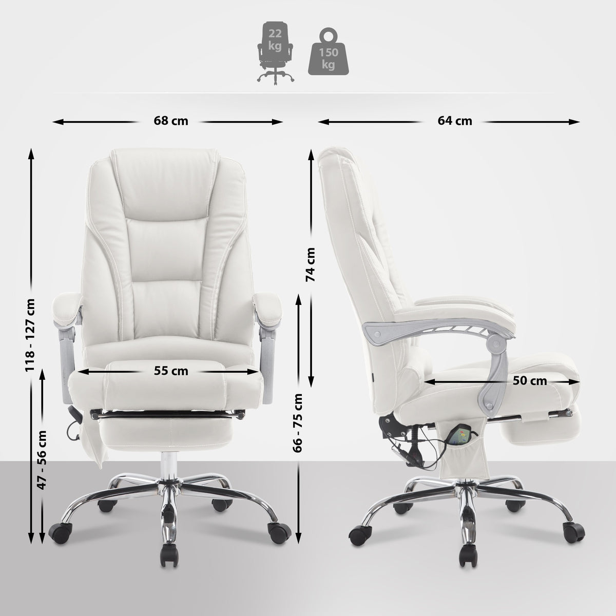 Bürostuhl Pacific mit Massagefunktion V2 – Ansicht 2
