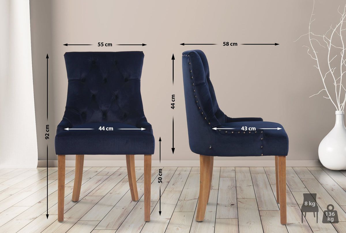 4er Set Esszimmerstühle Aberdeen Samt antik-hell – Ansicht 2