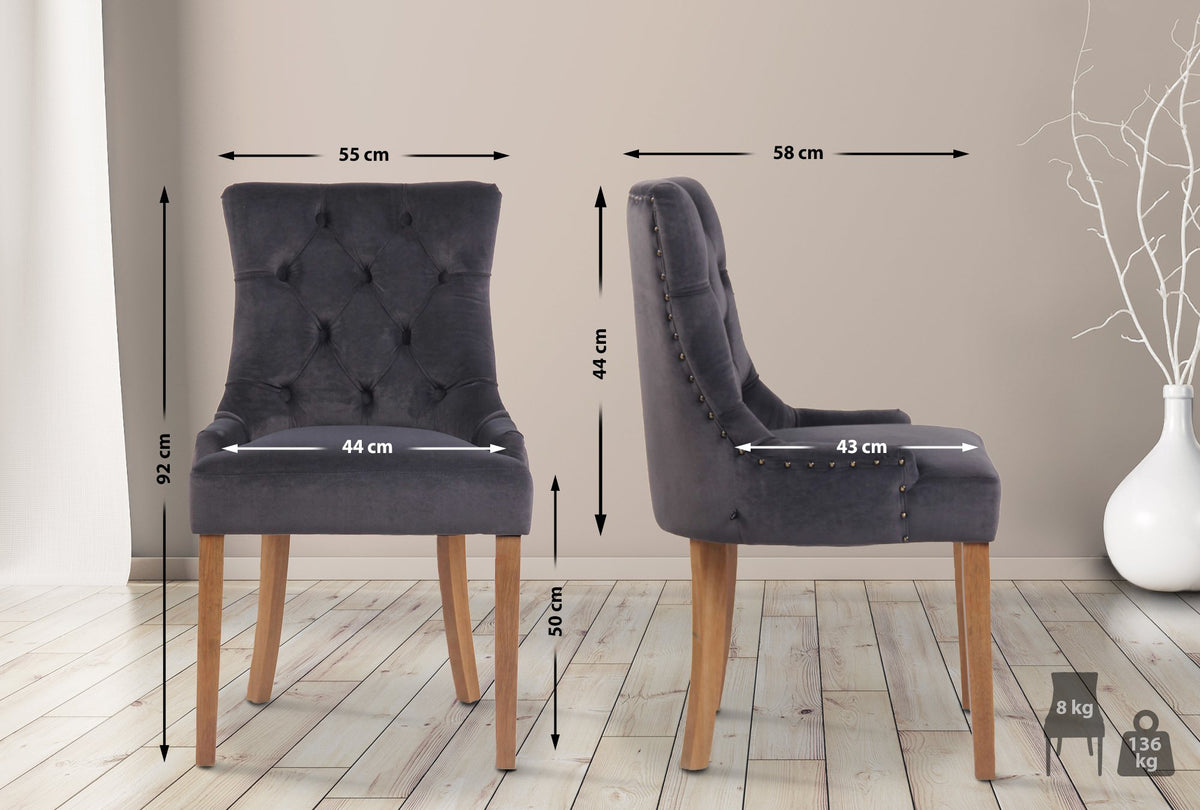 4er Set Esszimmerstühle Aberdeen Samt antik-hell – Ansicht 20