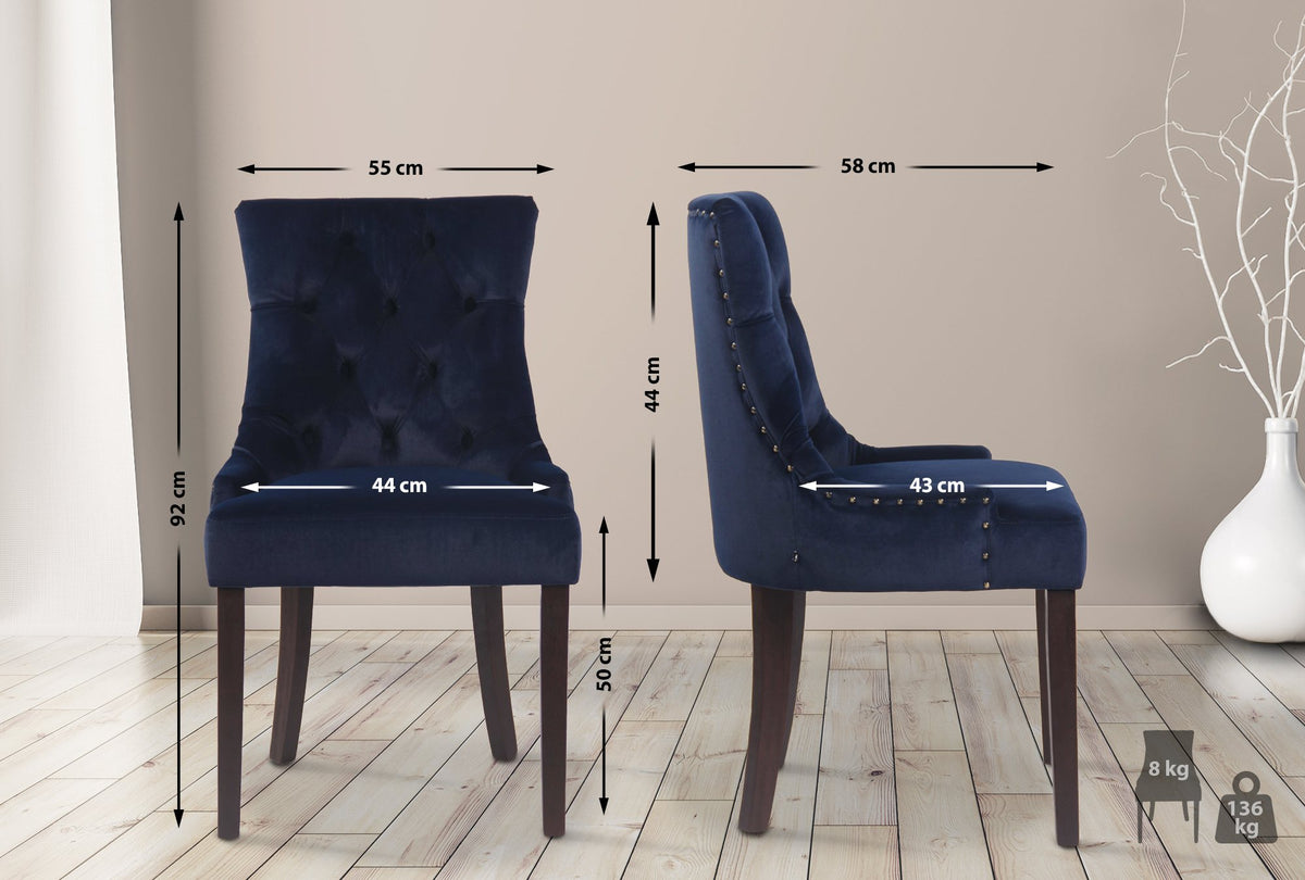 4er Set Esszimmerstühle Aberdeen Samt antik – Ansicht 14