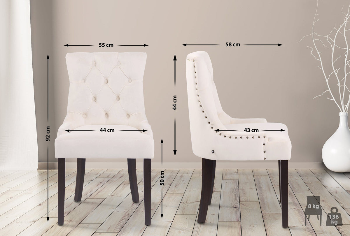 4er Set Esszimmerstühle Aberdeen Samt antik – Ansicht 2