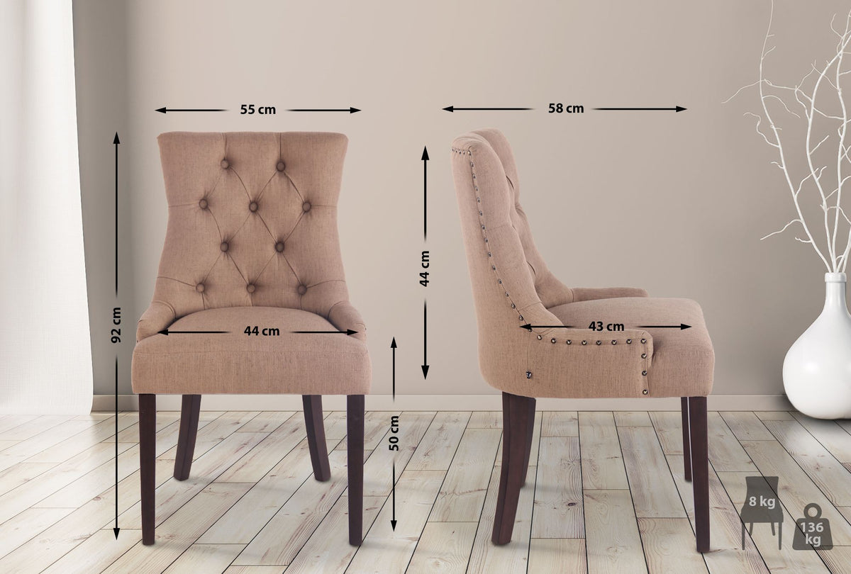 2er Set Esszimmerstuhl Aberdeen Stoff antik – Ansicht 2