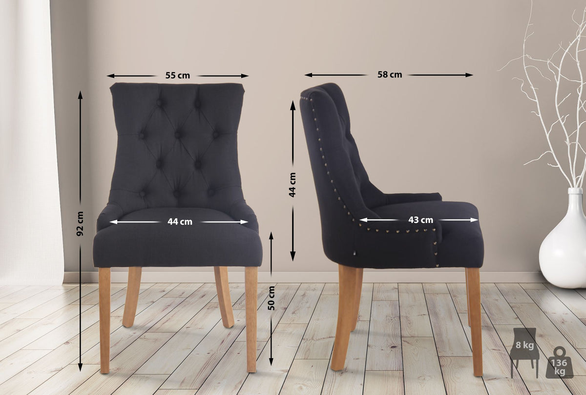 2er Set Esszimmerstuhl Aberdeen Stoff antik-hell – Ansicht 7