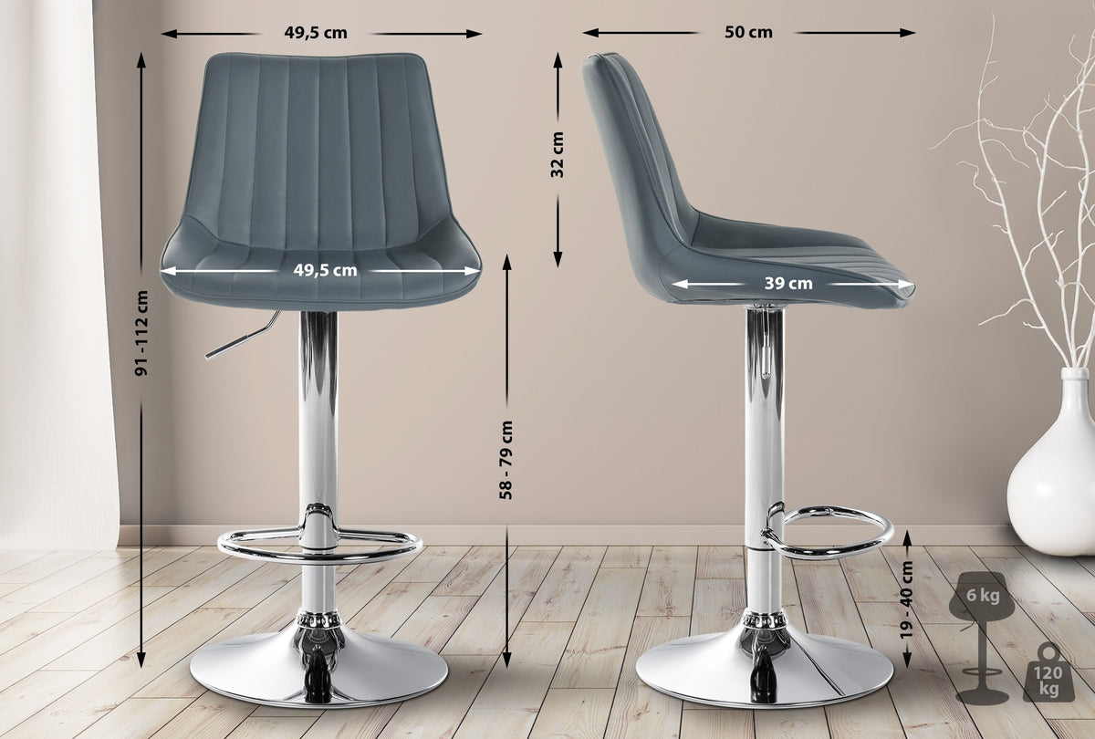 2er Set Barhocker Toni Kunstleder chrom – Ansicht 18