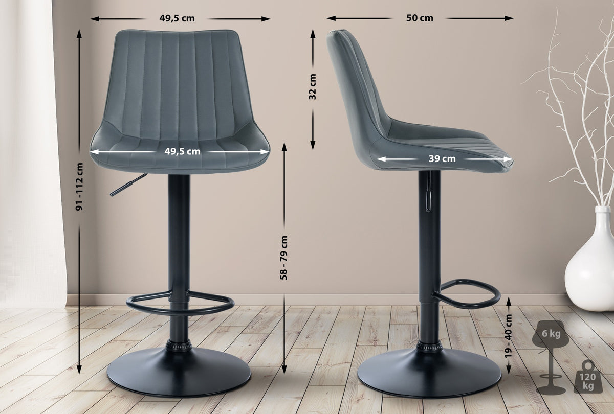 2er Set Barhocker Toni Kunstleder schwarz – Ansicht 18