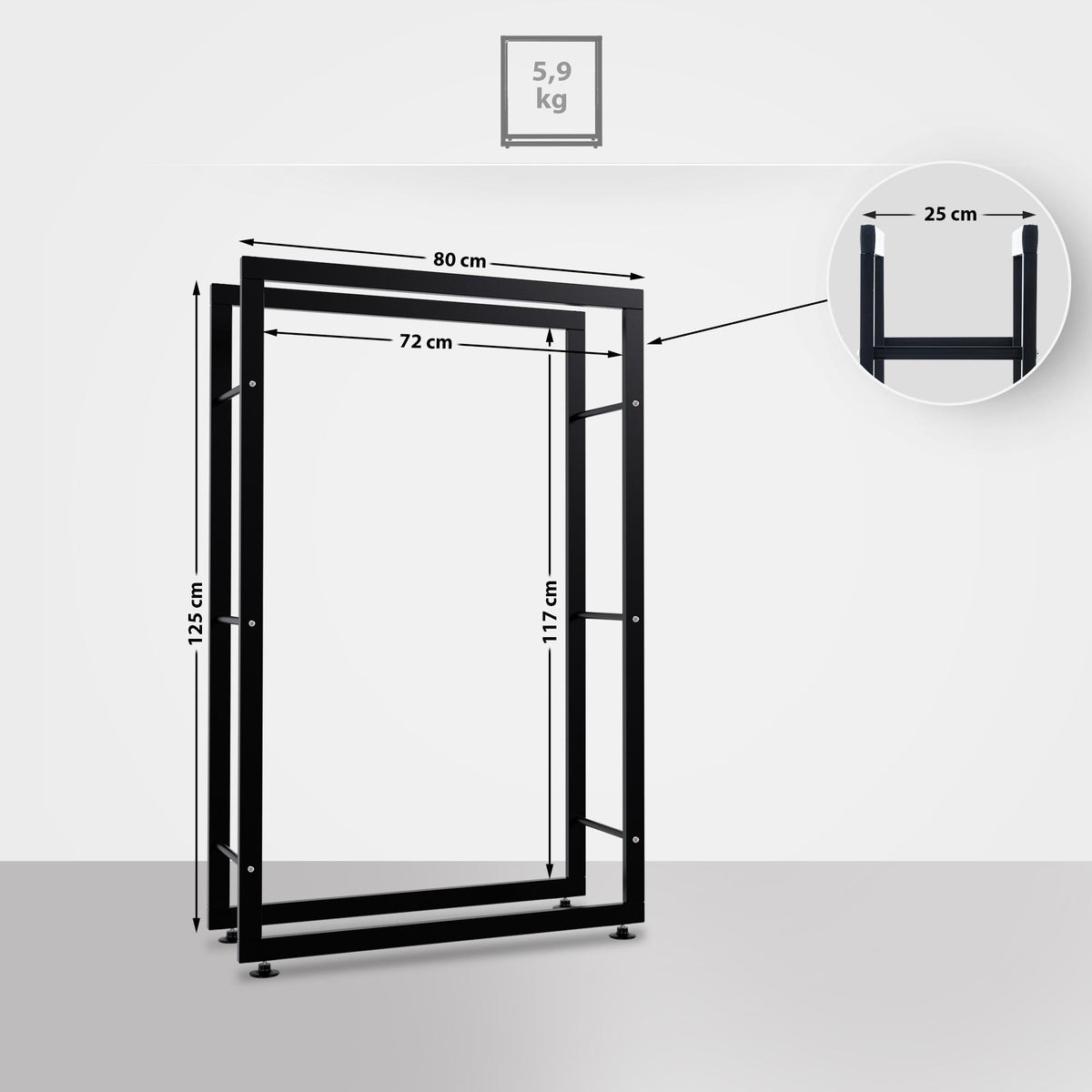 Kaminholzständer Keri V2 25x80x125 – Ansicht 2