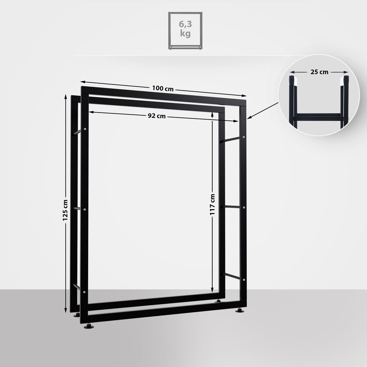 Kaminholzständer Keri V2 25x100x125 – Ansicht 2