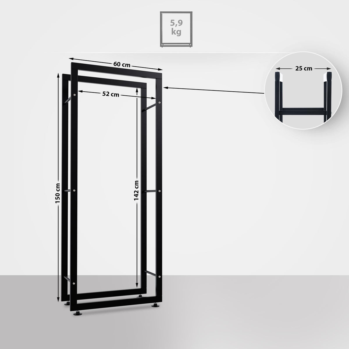 Kaminholzständer Keri V2 25x60x150 – Ansicht 2