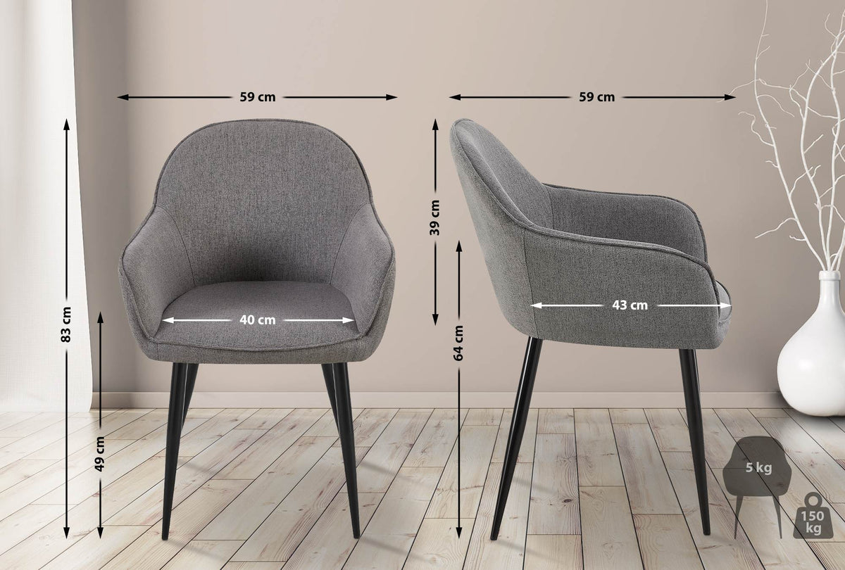 2er Set Esszimmerstühle Boise Stoff – Ansicht 9