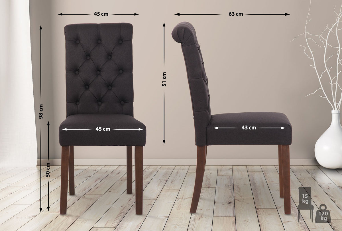 2er Set Esszimmerstühle Lisburn Stoff – Ansicht 2