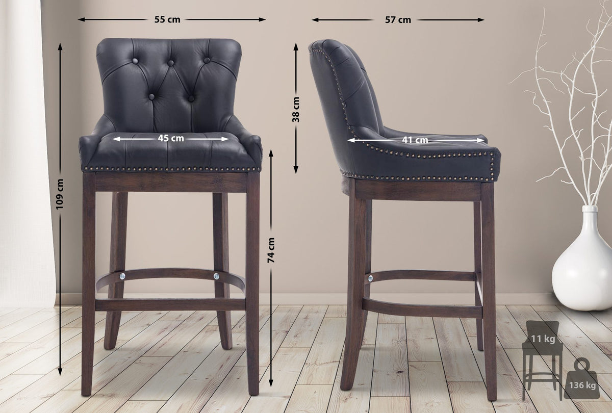 Barhocker Lakewood Echtleder, Antik – Ansicht 2