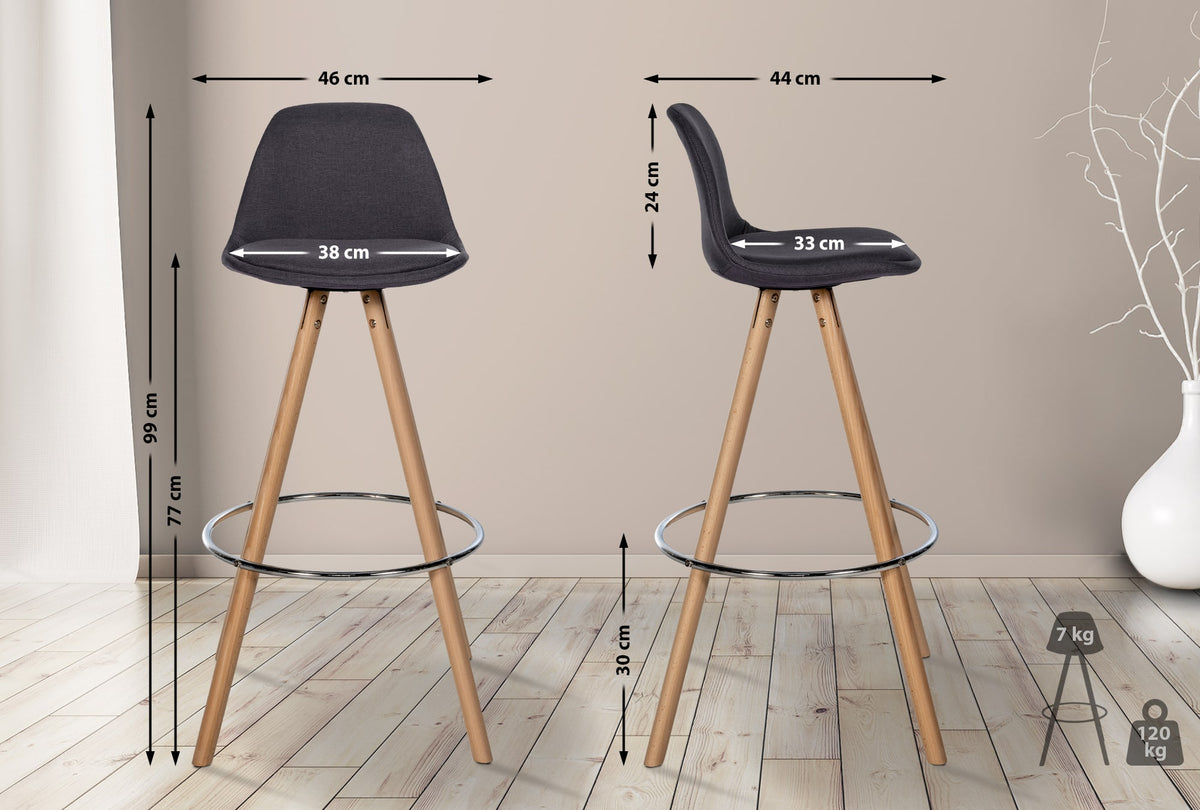Barhocker Corbin Stoff Rund natura – Ansicht 2