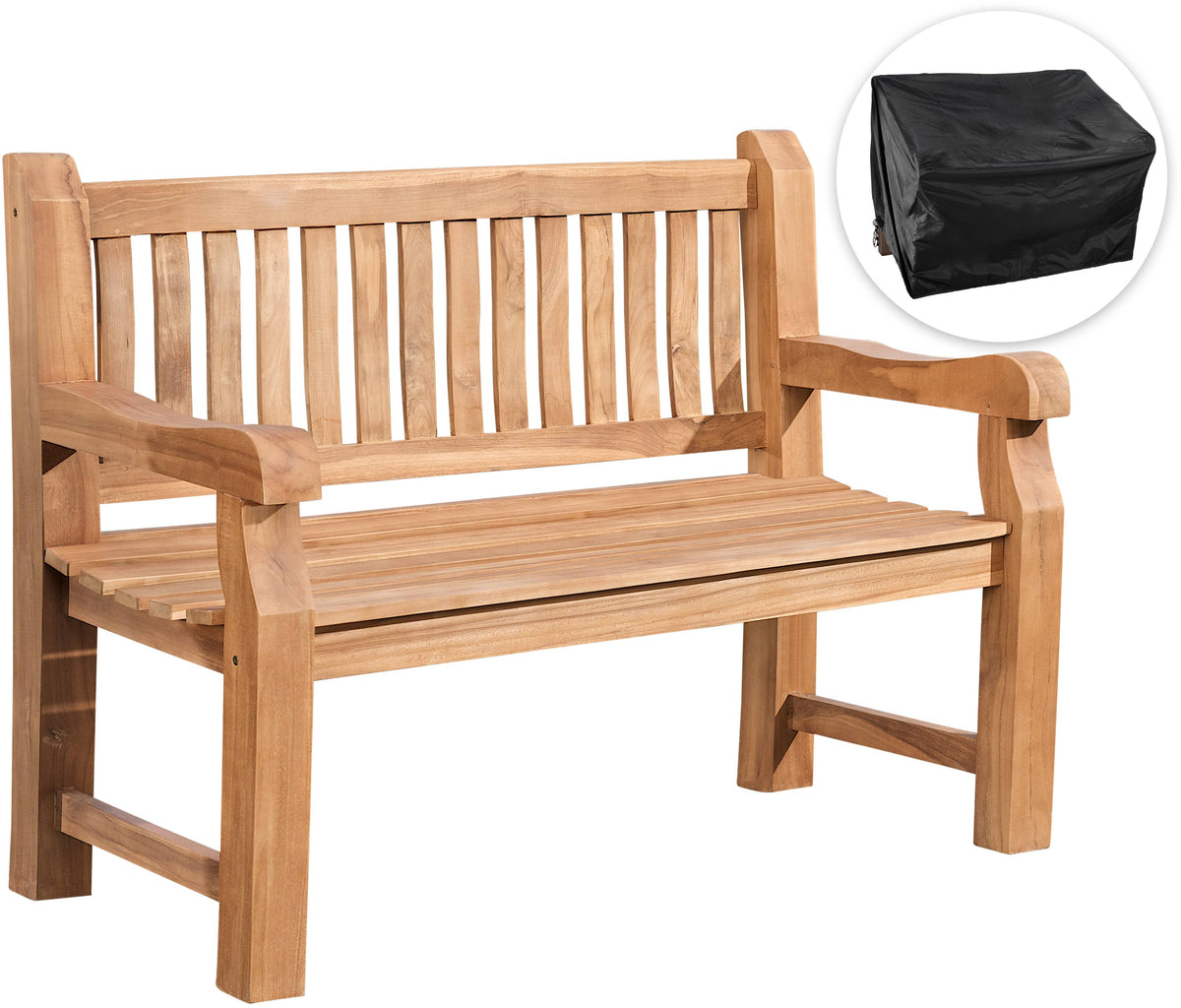 Teakbank Jackson 120 cm mit Abdeckhaube