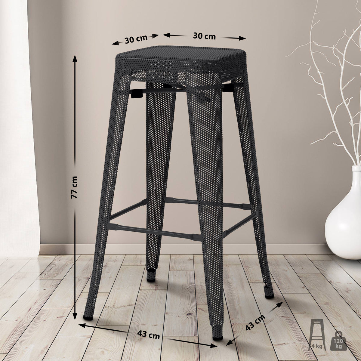 4er Set Barhocker Fletcher – Ansicht 2