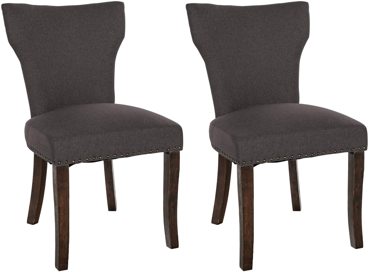 2er Set Esszimmerstuhl Zadar Stoff antik-dunkel