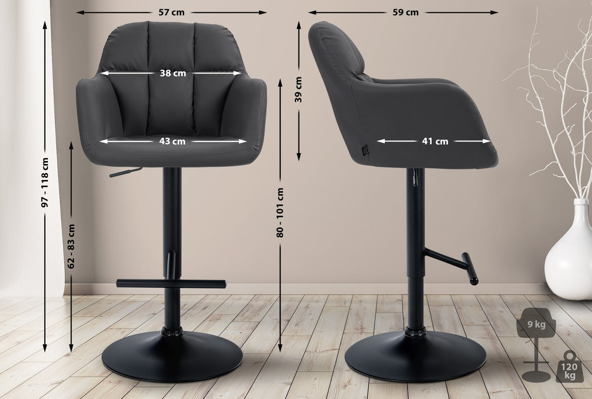 Barhocker Natoma Kunstleder schwarz – Ansicht 2