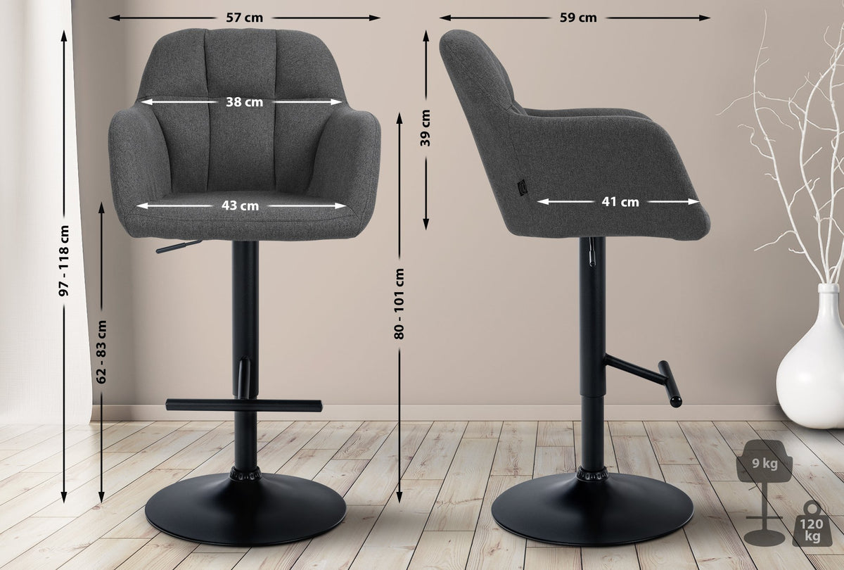 Barhocker Natoma Stoff schwarz – Ansicht 18