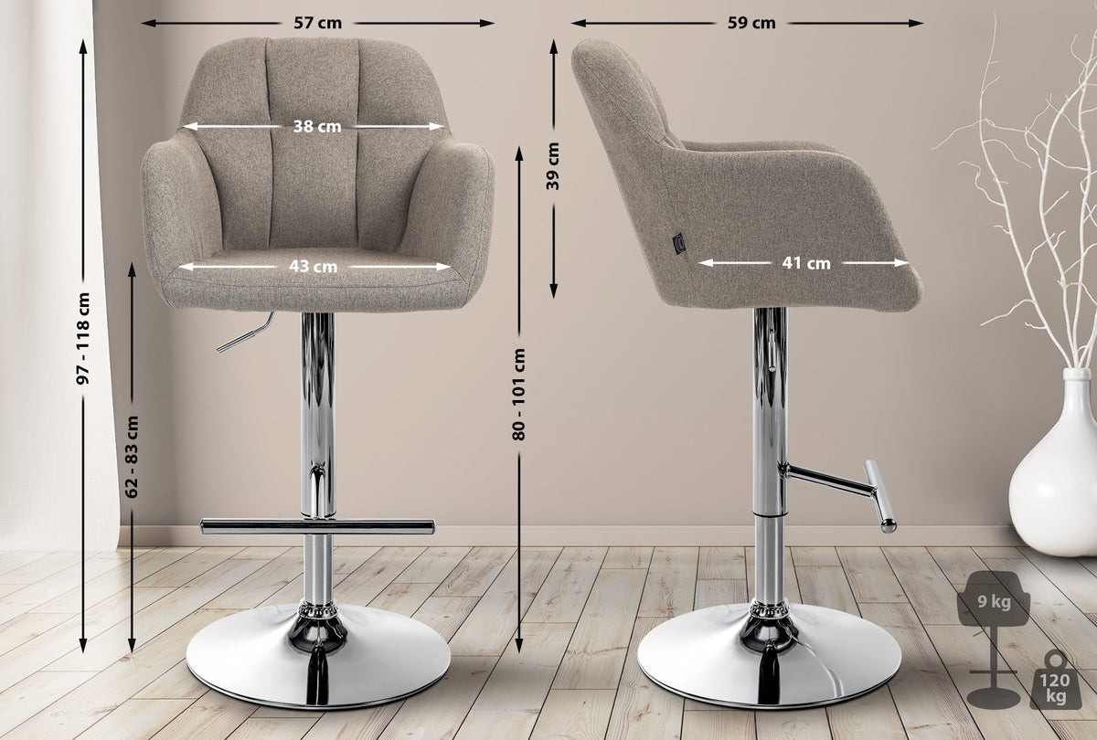 Barhocker Natoma Stoff chrom – Ansicht 10