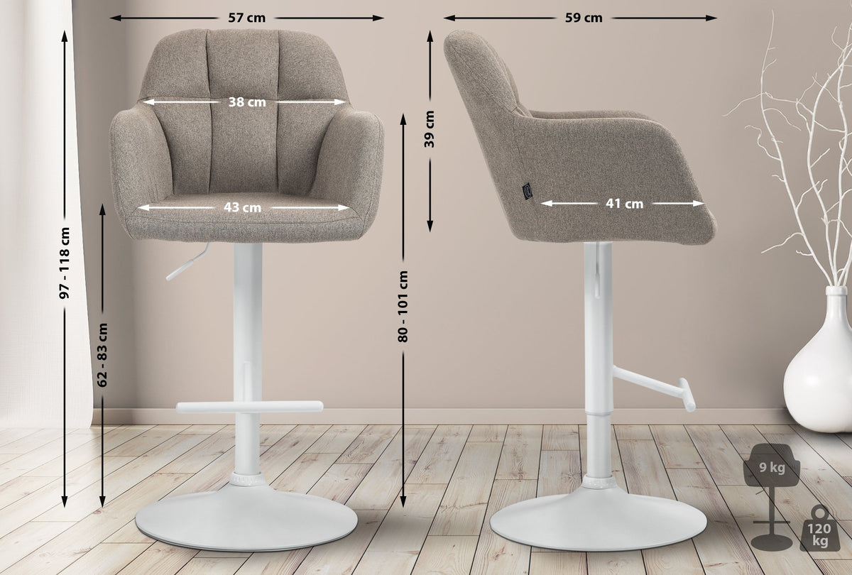Barhocker Natoma Stoff weiß – Ansicht 10
