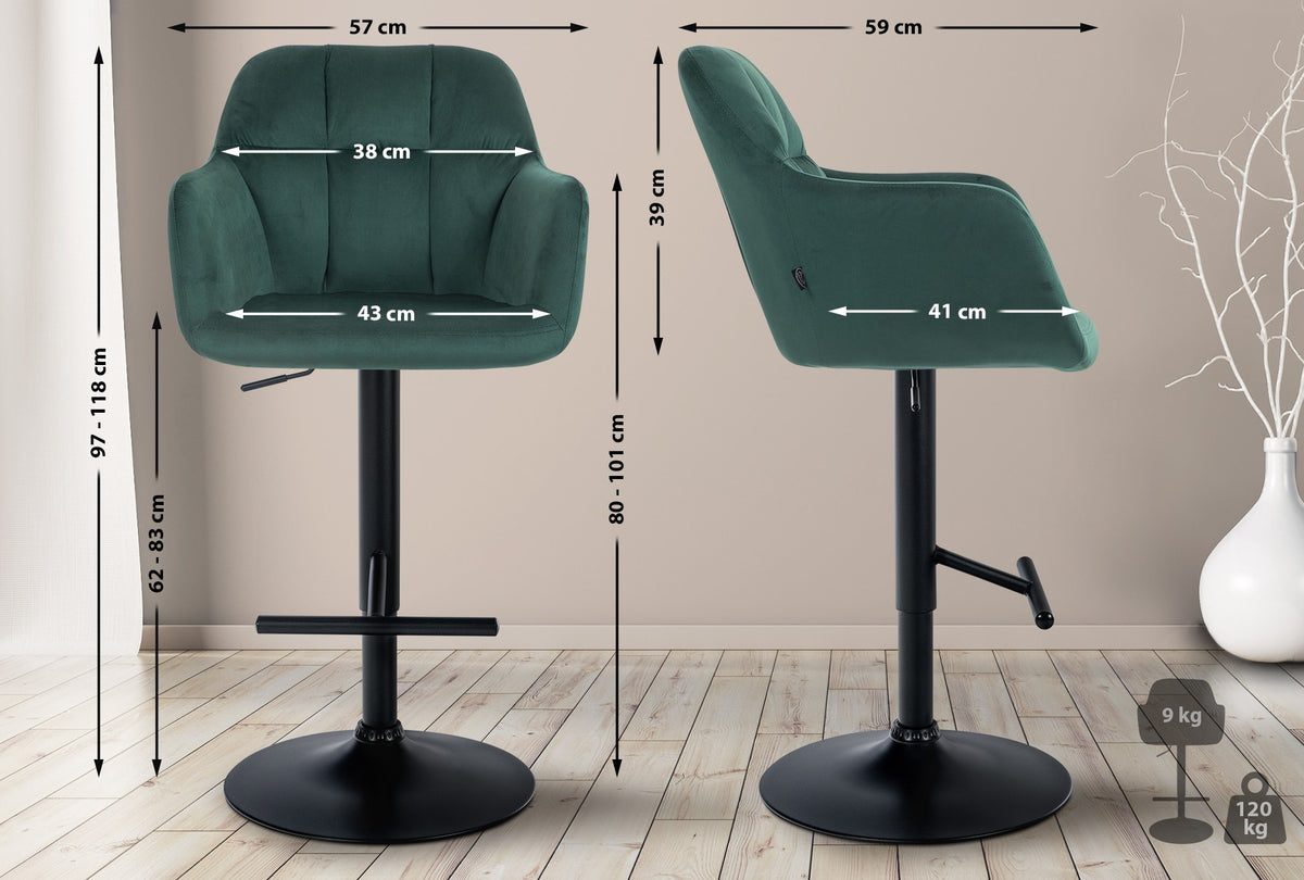 Barhocker Natoma Samt schwarz – Ansicht 18