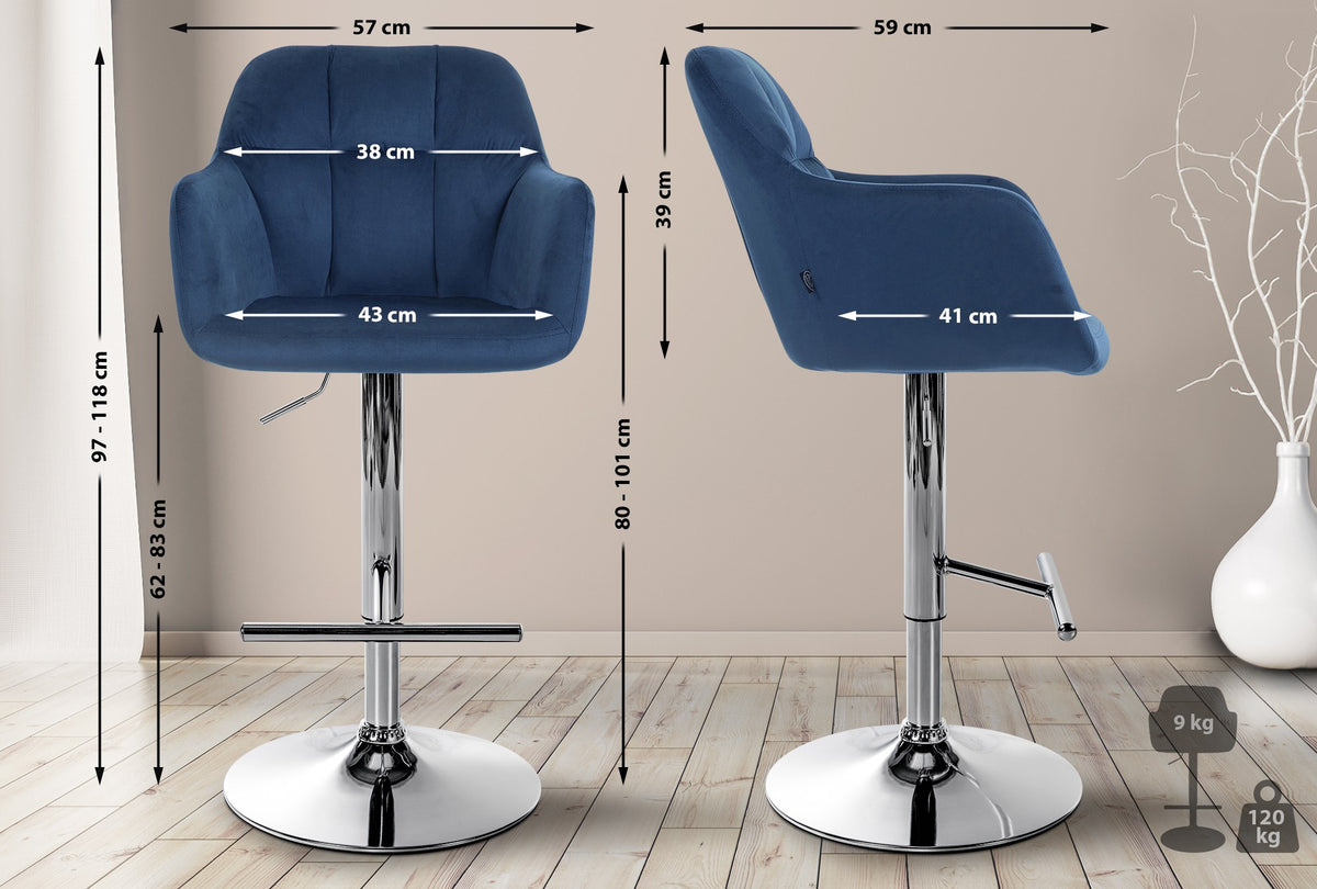 Barhocker Natoma Samt chrom – Ansicht 10