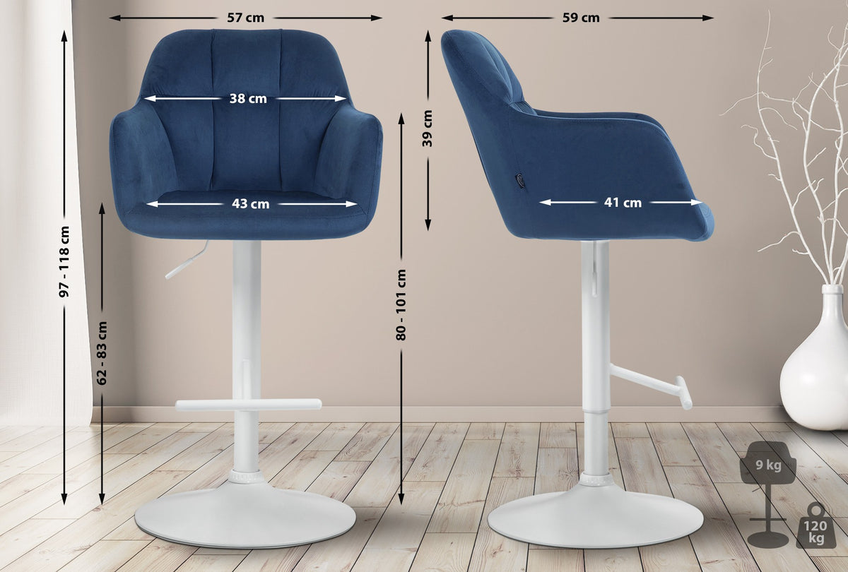 Barhocker Natoma Samt weiß – Ansicht 10