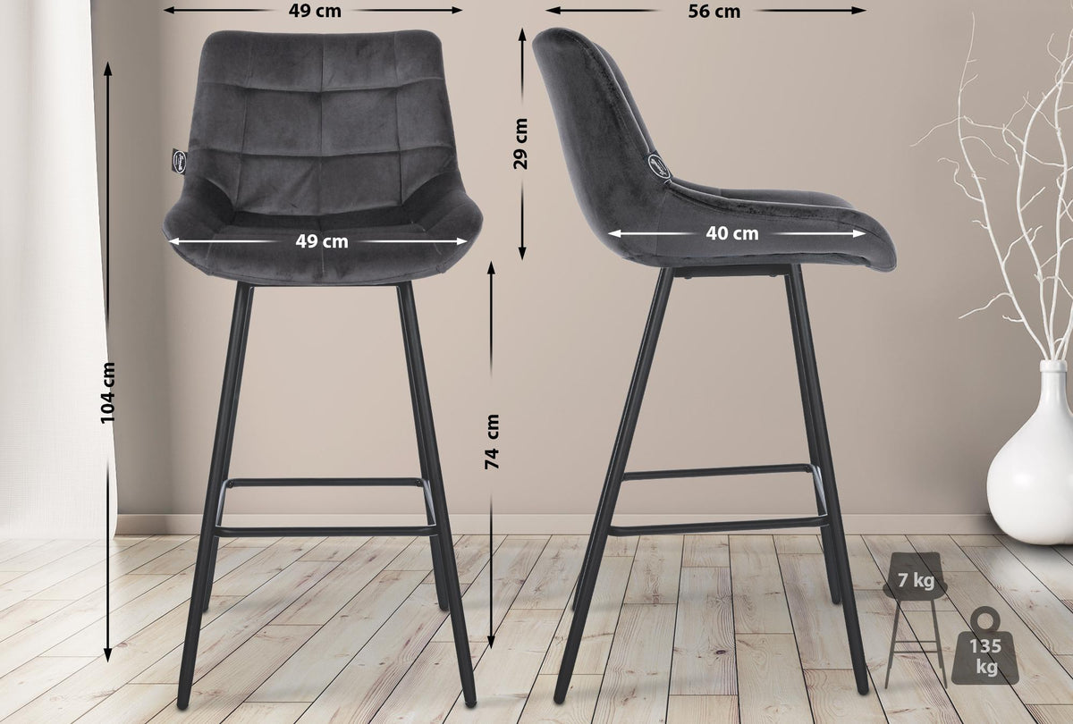 Barhocker Weston Samt – Ansicht 2