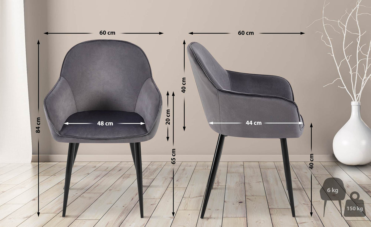 2er Set Esszimmerstuhl Boise Samt – Ansicht 18