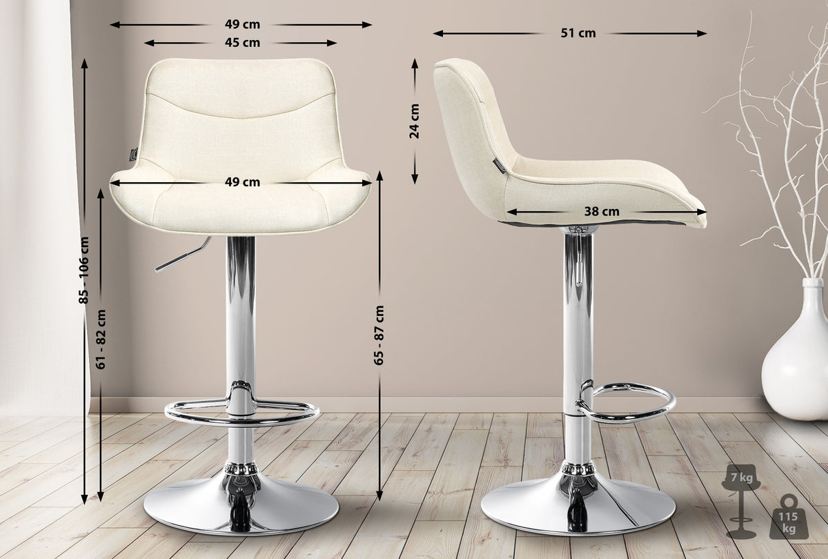 Barhocker Vonore Stoff chrom – Ansicht 10