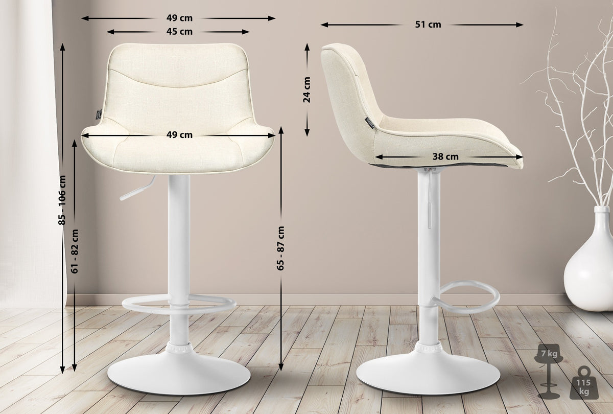 Barhocker Vonore Stoff weiß – Ansicht 10