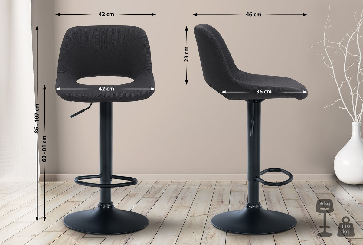 Barhocker Camden Stoff schwarz – Ansicht 14