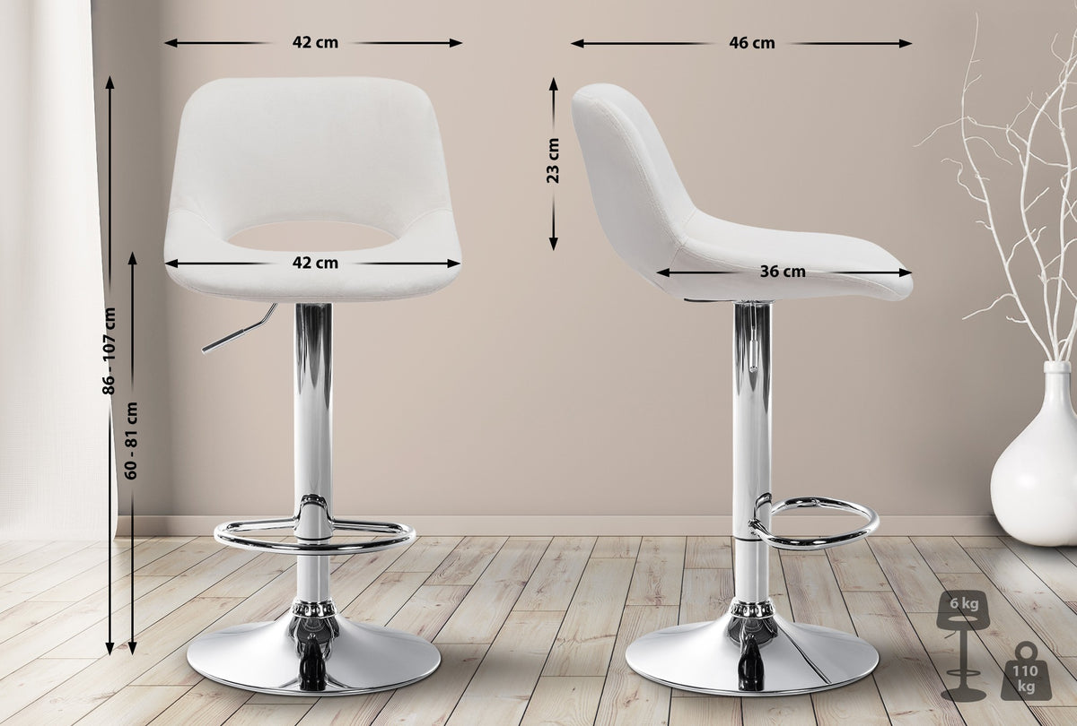 Barhocker Camden Samt chrom – Ansicht 2