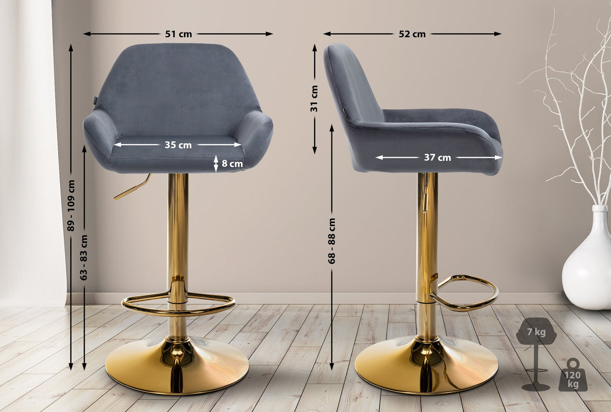 Barhocker Braga Gold Samt – Ansicht 2