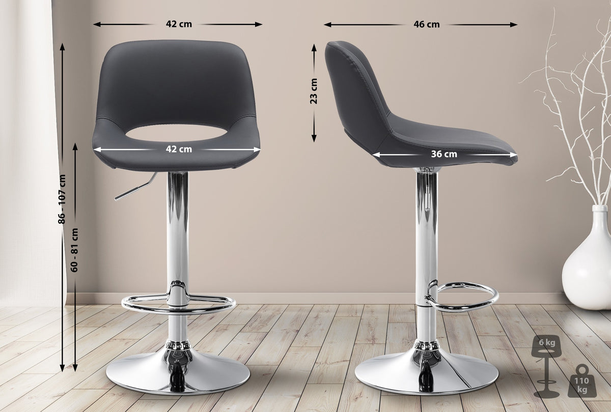 2er Set Barhocker Camden Kunstleder chrom – Ansicht 8